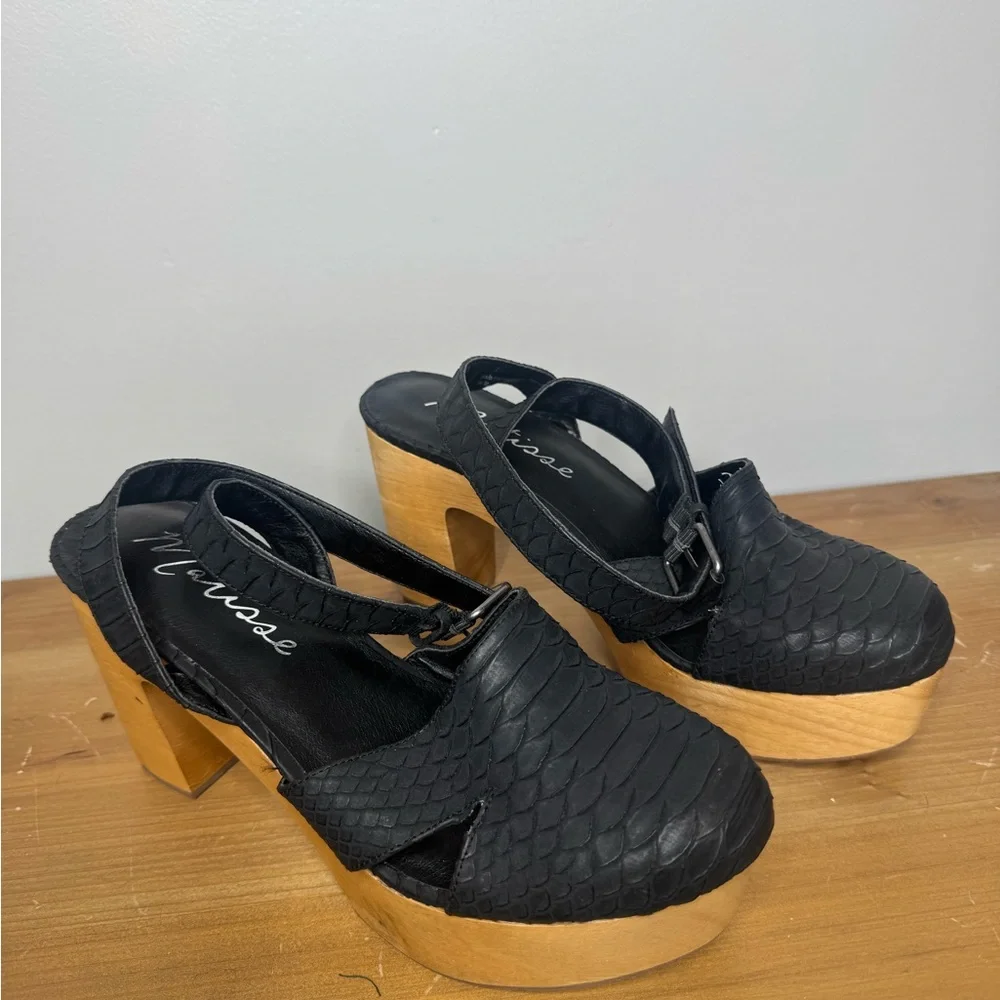 Free People Matisse Black Platform Sandals with Wooden Heel - Picture 5 of 7